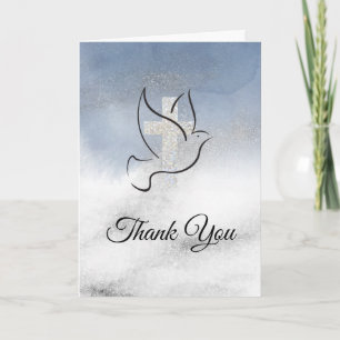Carte étendard bleu poussiéreux couronne Merci religieux