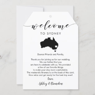 Carte Étiquette de bienvenue du Mariage australien, lett