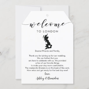 Carte Étiquette de bienvenue du Mariage britannique, let