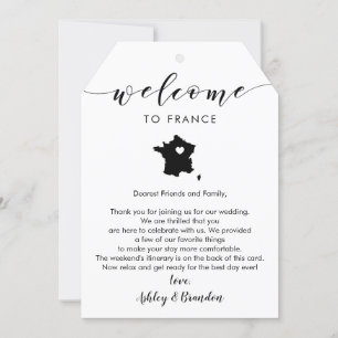 Carte Étiquette de bienvenue du Mariage de France, lettr