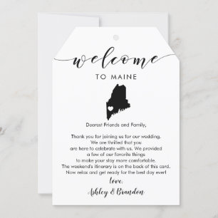 Carte Étiquette de bienvenue du Mariage du Maine, lettre