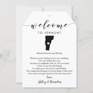 Carte Étiquette de bienvenue Mariage du Vermont, lettre 