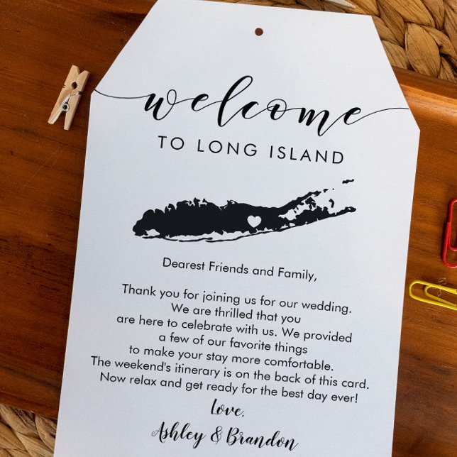 Carte Étiquette de bienvenue pour mariage à Long Island, (Créateur téléchargé)