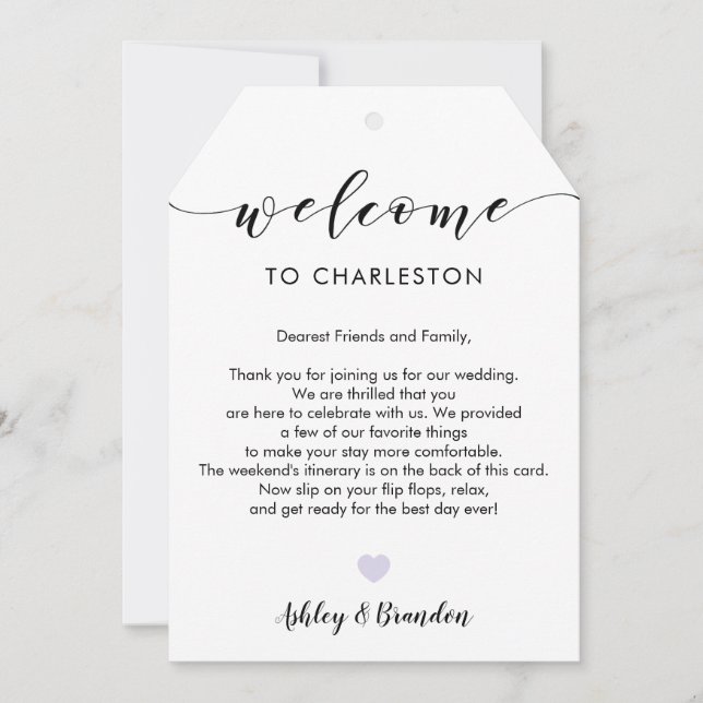 Carte Étiquette de bienvenue pour Mariage extra grande,  (Devant)