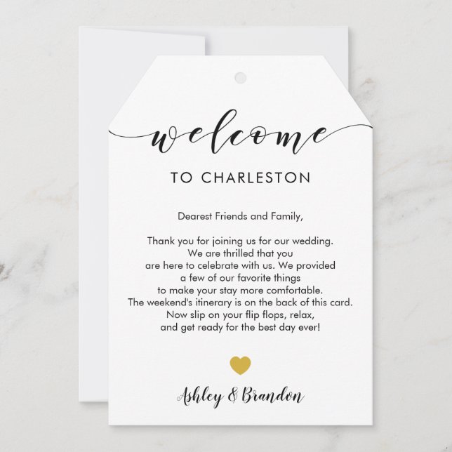Carte Étiquette de bienvenue pour Mariage extra grande,  (Devant)