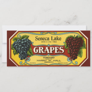 Carte Étiquette de caisse de fruits vintage, raisins du