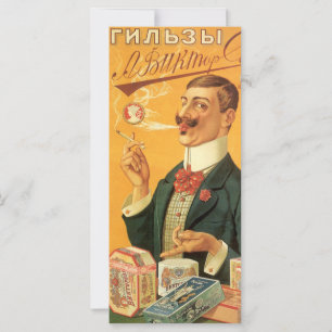 Carte Étiquette de produit vintage, tabac à cigarette ru