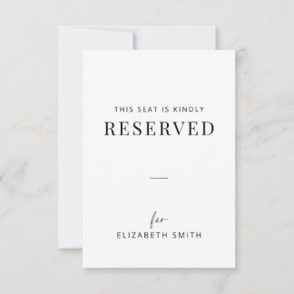 Carte Étiquette de siège réservé pour mariage minimalist