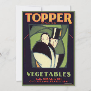Carte Étiquette de topper végétal vintage, Art Déco Roma