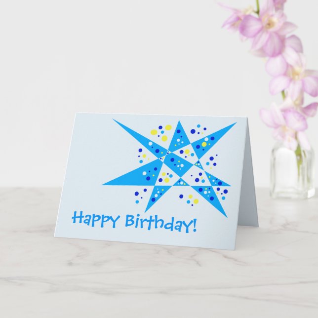 Carte Étoile de fête et points Abstrait Joyeux anniversa (Orchidée)