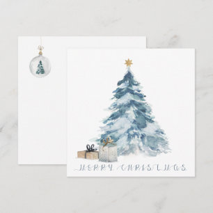 Carte étoile dorée aquarelle arbre de Noël vintage
