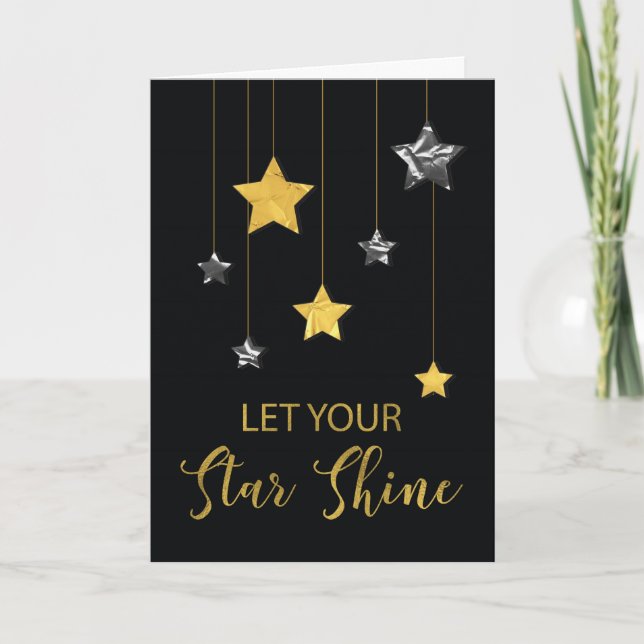 Carte Étoile nouvelle année Shine Gold et Silver Look St (Devant)