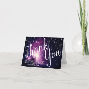 Carte Étoiles célestes violettes Galaxie Merci Mariage