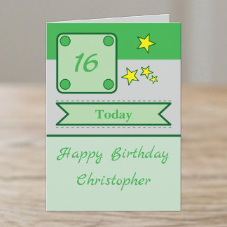 Carte étoiles de nom 16 ans anniversaire vert