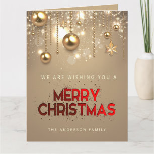 Carte Étoiles d'or, ornements, Joyeux Noël