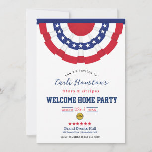 Carte Étoiles et rayures Bienvenue Accueil Fête Invitati
