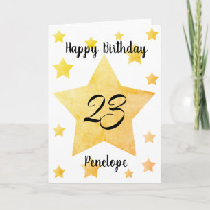 Carte Etoiles jaunes personnalisées 23e anniversaire