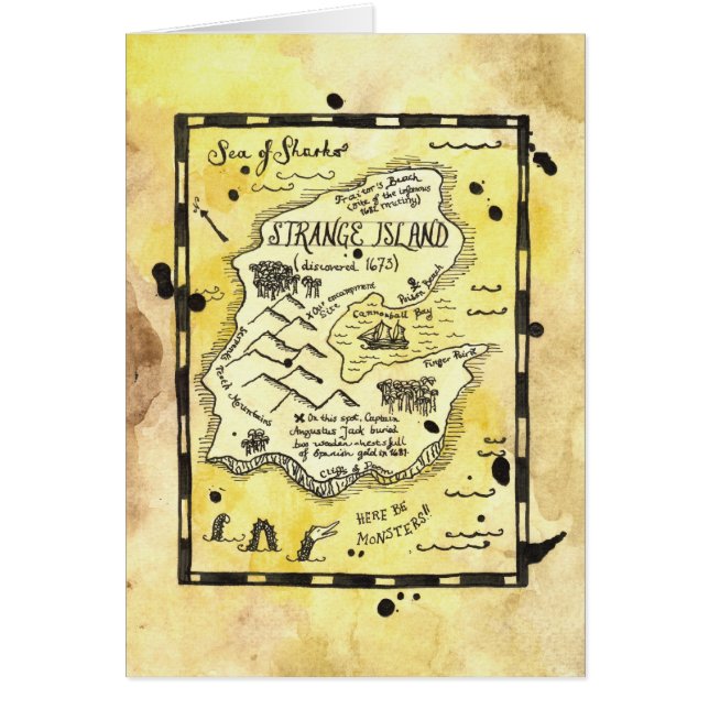 Carte étrange de carte de trésor de pirate d'île (Devant)