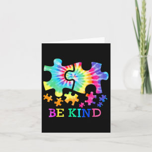 Carte Être comme Autisme Puzzle Pièces Tie Dye Autisme A