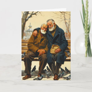 Carte Étreinte sur un banc en hiver