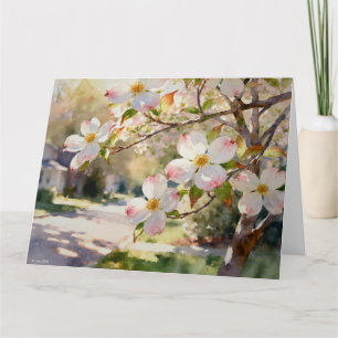 Carte Étude de fleurs de cornouiller en aquarelle C