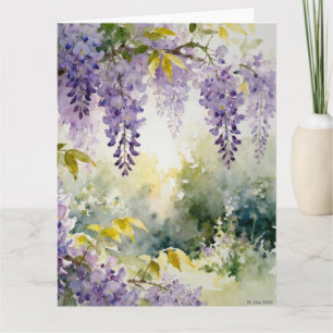 Carte Étude de glycine A à l'aquarelle
