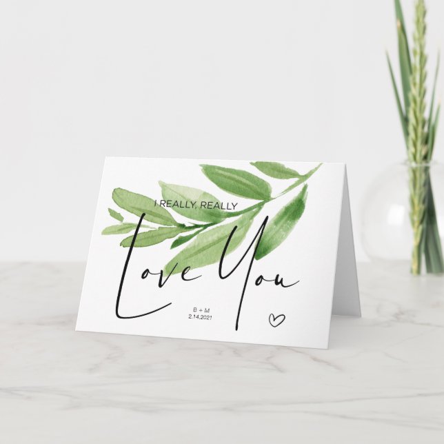 Carte Eucalyptus Anniversaire Cadeau pour mari Vous aime (Devant)