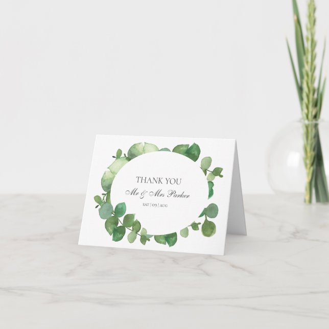 Carte Eucalyptus Boho Merci Mariage verdoyant (Devant)
