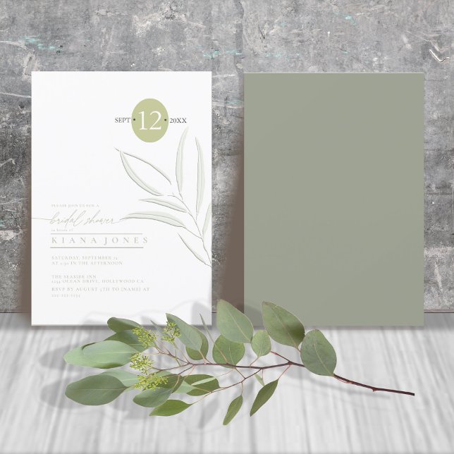 Carte Eucalyptus Couleur Tones Fête des mariées vert ID9 (Créateur téléchargé)