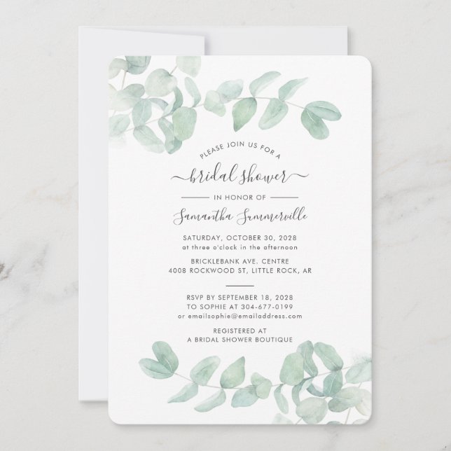 Carte Eucalyptus Fête des mariées végétale végétale (Devant)