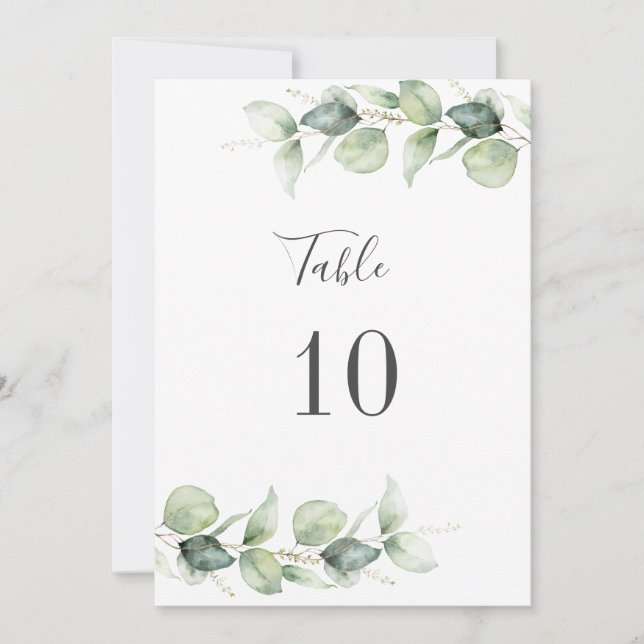 Carte Eucalyptus Foliage Mariage Siège Numéro 10 (Devant)