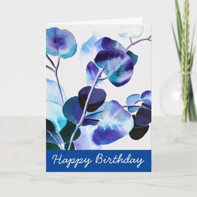 Carte Eucalyptus gomme Feuille aquarelle art (Devant)