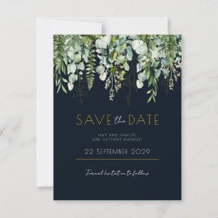 Carte Eucalyptus Green and Navy Sauvez la date invitatio