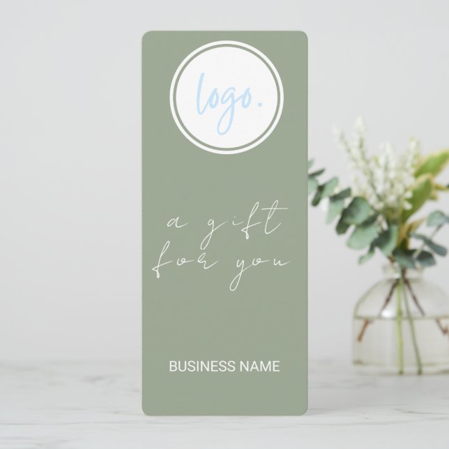 CARTE EUCALYPTUS GREEN BUSINESS LOGO CERTIFICAT CADEAU (Debout devant)