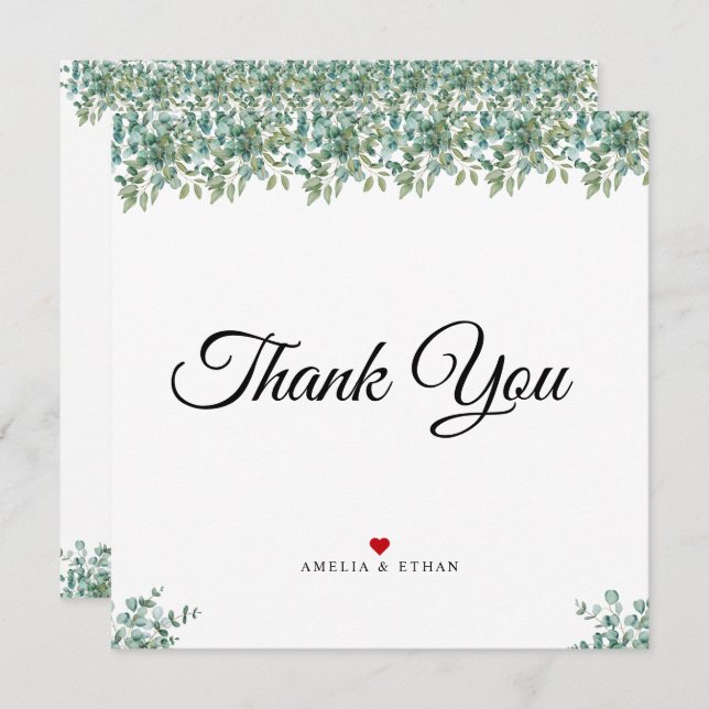 Carte eucalyptus greenery wedding (Devant / Derrière)