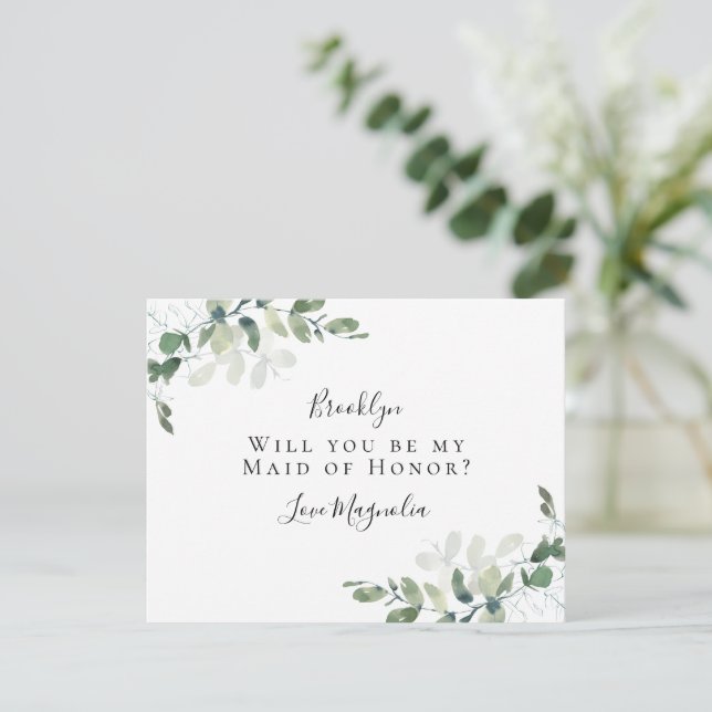 Carte Eucalyptus Maid of Honor Proposition (Debout devant)