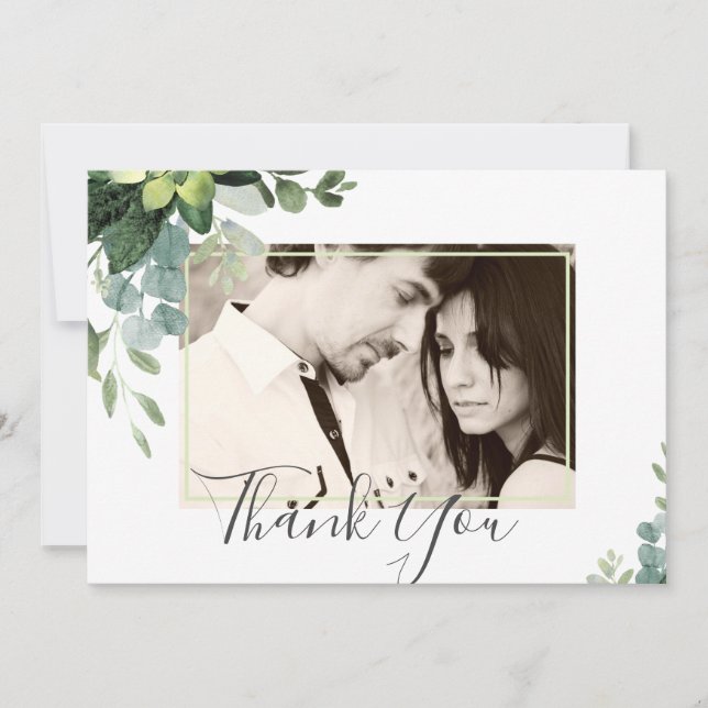 Carte Eucalyptus Mariage - Aquarelle Feuilles de verdure (Devant)