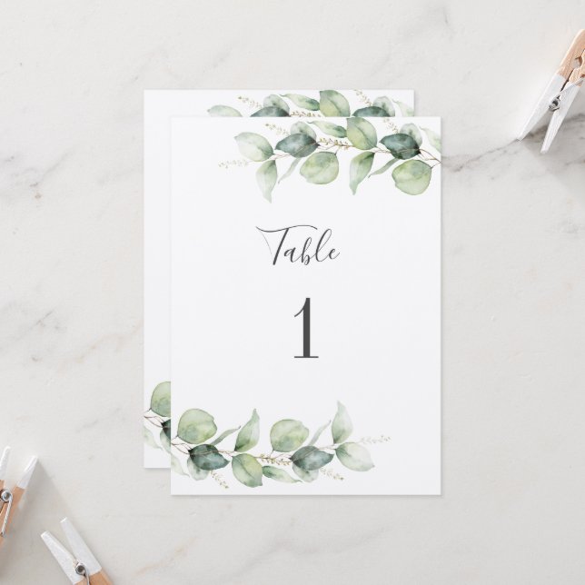 Carte Eucalyptus Mariage de verdure Tableau Numéro 1 Siè (Devant/Arrière en situation)