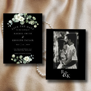Carte Eucalyptus noir & blanc minimaliste Enregistrer la