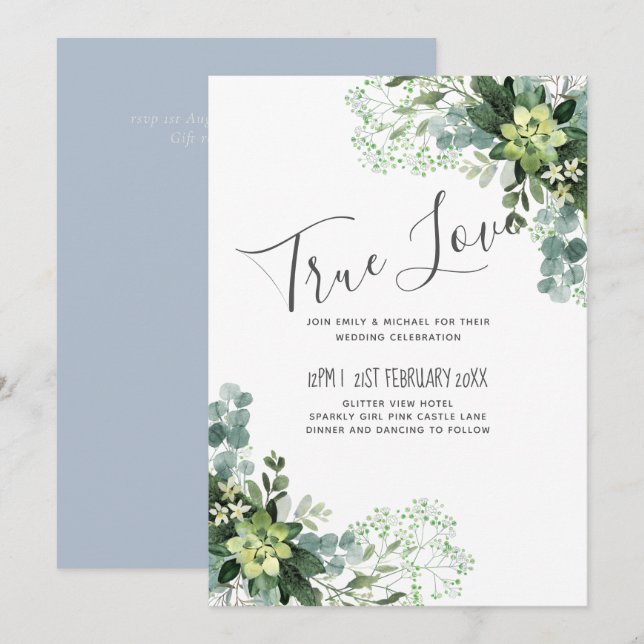 Carte Eucalyptus Verdure Mariage Foliage Bébés Respirer (Devant / Derrière)