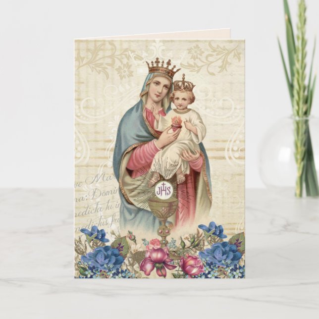Carte Eucharistie religieuse de Vierge Marie de jour de (Devant)