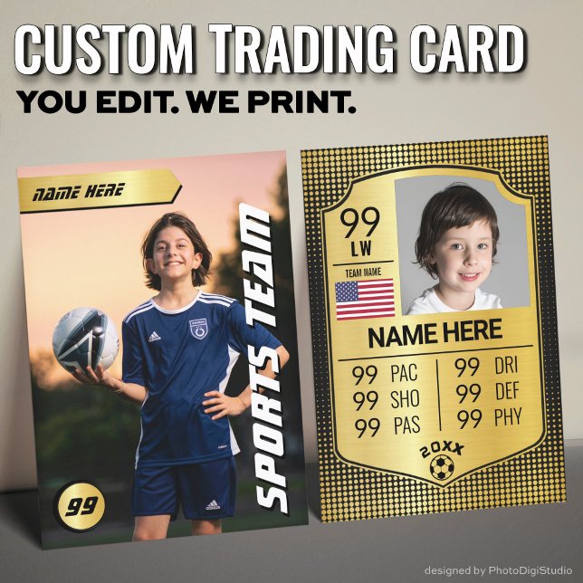 Carte EURO Soccer Shield Gold Football Trading Car (Custom Soccer Trading Card, Gold Shield Player Card)