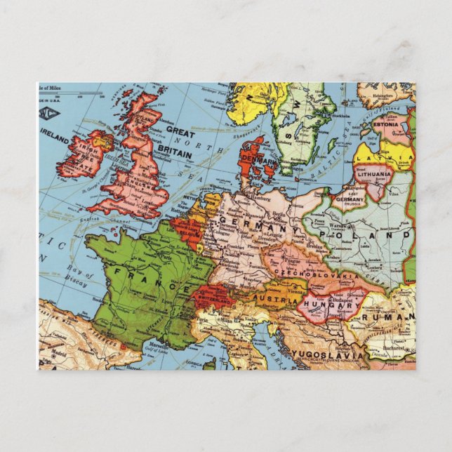 Carte Europe France Écosse Irlande Plus Carte post (Devant)