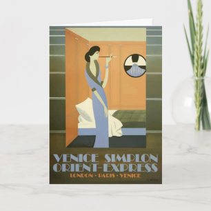 Carte Europe vintage par train Orient Express Travel Pos