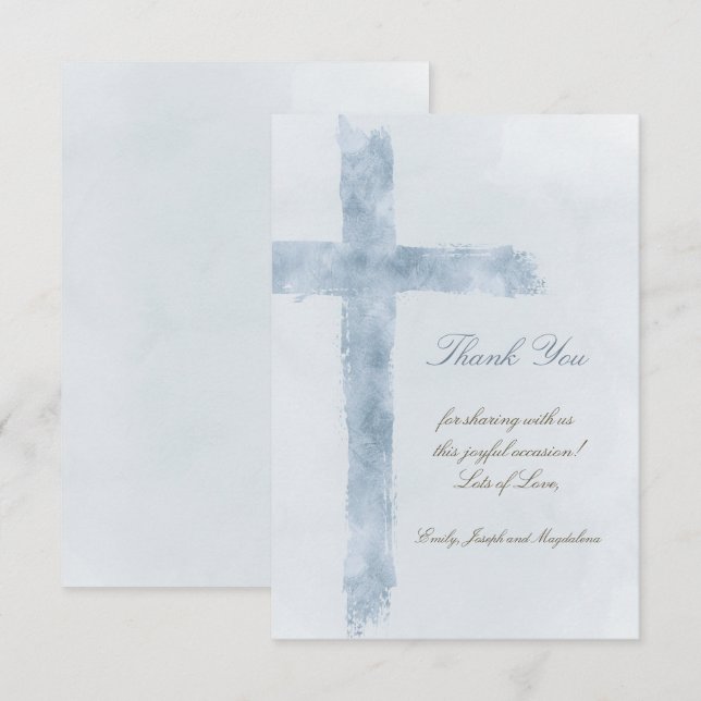 Carte événement religieux croix bleue (Devant / Derrière)