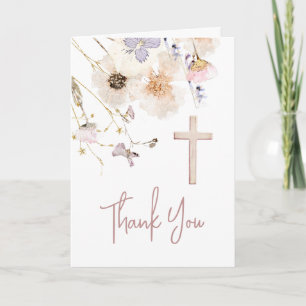 Carte événement religieux fleur sauvage délicat Merci