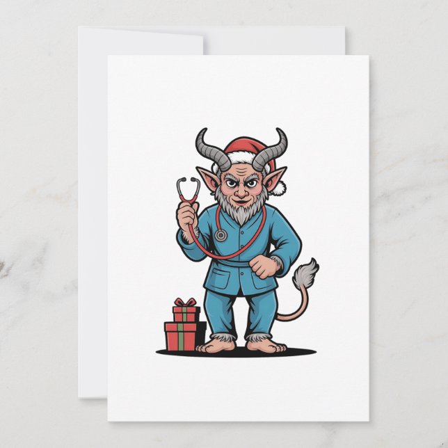 Carte Evil Krampus Infirmière Scrubs Infirmière Noël (Devant)