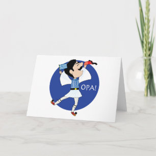 Carte Evzone grecque danser avec Drapeau OPA!