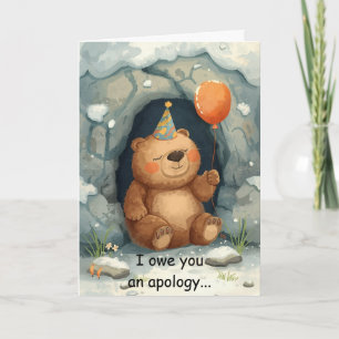 Carte Excuse de retard d'anniversaire de l'ours en hiber