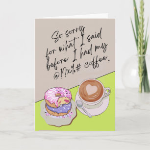 Carte Excuses amusantes avec café et beignets